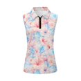 thumbnail image 1 of Trendfront Womens Sleeveless Polo Shirt Tropical Hibiscus Floral Print Quarter Zip Collared Golf Performance Sport Tops, 1 of 6