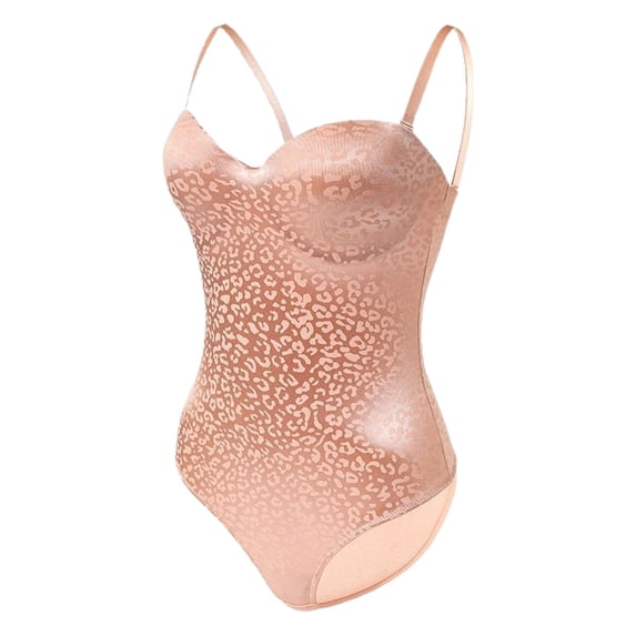 Trendfront Womens Sleeveless Shapewear Bodysuit Leopard Print Seamless Tummy Control Full Body Shaper Smoothing Sculpting Wear Under Dresses