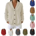 thumbnail image 1 of Trendfront Womens Solid Color Cardigan Shawl Collar Long Sleeve Button Front Ribbed Knit Casual Sweater Jacket With Pockets, 1 of 5