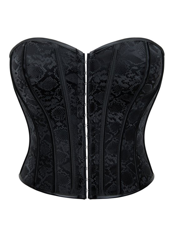 Womens Strapless Snake Print Corset Top Bustier Front Closure Shaping Waist Cincher Gothic Party Wear