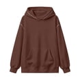 thumbnail image 1 of Trendfront Womens Studded Hoodies Solid Long Sleeve Hooded Sweatshirt Kangaroo Pocket Drop Shoulder Ribbed Casual Pullover Top, 1 of 6
