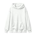 thumbnail image 1 of Trendfront Womens Studded Hoodies Solid Long Sleeve Hooded Sweatshirt Kangaroo Pocket Drop Shoulder Ribbed Casual Pullover Top, 1 of 6