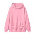 thumbnail image 1 of Trendfront Womens Studded Hoodies Solid Long Sleeve Hooded Sweatshirt Kangaroo Pocket Drop Shoulder Ribbed Casual Pullover Top, 1 of 6