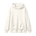 thumbnail image 1 of Trendfront Womens Studded Hoodies Solid Long Sleeve Hooded Sweatshirt Kangaroo Pocket Drop Shoulder Ribbed Casual Pullover Top, 1 of 6