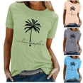 thumbnail image 1 of Trendfront Womens Summer Crew Neck Short Sleeve Tops Beach Hawaii Style Coconut Tree Tees Palm Print Casual Vacation Wear T-Shirts, 1 of 5
