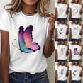 thumbnail image 1 of Trendfront Womens Summer Crew Neck Short Sleeve Tops Butterfly Insect Graphic Print Tees Casual Fashionable Style Apparel T-Shirts, 1 of 5