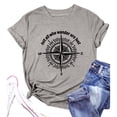 thumbnail image 1 of Trendfront Womens Summer Crew Neck Short Sleeve Tops Compass Navigation Graphic Print Tees Casual Fashion Style Apparel T-Shirts, 1 of 2