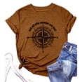 thumbnail image 1 of Trendfront Womens Summer Crew Neck Short Sleeve Tops Compass Navigation Graphic Print Tees Casual Fashion Style Apparel T-Shirts, 1 of 2