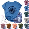 thumbnail image 1 of Trendfront Womens Summer Crew Neck Short Sleeve Tops Compass Navigation Graphic Print Tees Casual Fashion Style Apparel T-Shirts, 1 of 3
