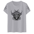 thumbnail image 1 of Trendfront Womens Summer Crew Neck Short Sleeve Tops Cute Cow Animal Pattern Print Tees Casual Holiday Vacation Wear T-Shirts, 1 of 3