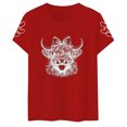 thumbnail image 1 of Trendfront Womens Summer Crew Neck Short Sleeve Tops Cute Cow Animal Pattern Print Tees Casual Holiday Vacation Wear T-Shirts, 1 of 3