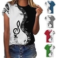 thumbnail image 1 of Trendfront Womens Summer Crew Neck Short Sleeve Tops Musical Note Graphic Pattern Print Tees Casual Everyday Style Wear T-Shirts, 1 of 8