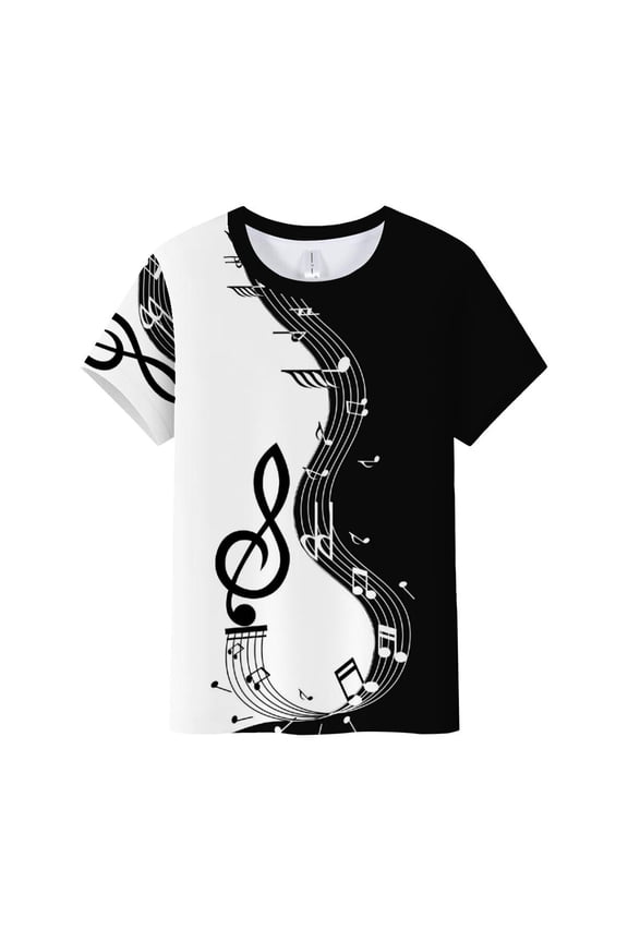 Womens Summer Crew Neck Short Sleeve Tops Musical Note Graphic Pattern Print Tees Casual Everyday Style Wear T-Shirts