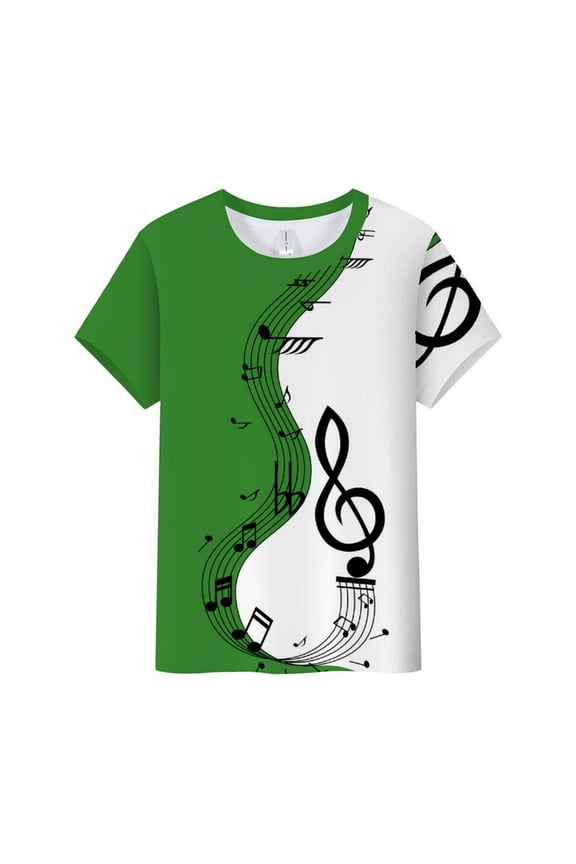 Womens Summer Crew Neck Short Sleeve Tops Musical Note Graphic Pattern Print Tees Casual Everyday Style Wear T-Shirts