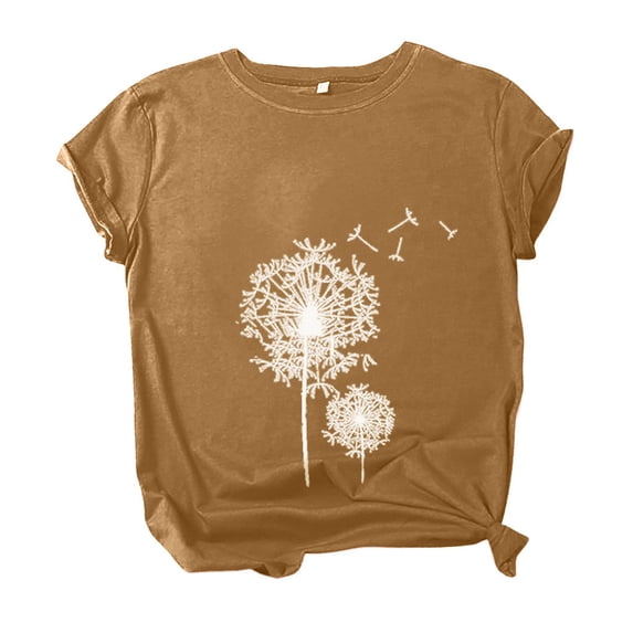 Trendfront Womens Summer Crew Neck Short Sleeve Tops Oversized Loose Fit Floral Tees Botanical Graphic Pattern Print T-Shirts