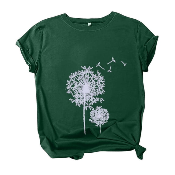 Trendfront Womens Summer Crew Neck Short Sleeve Tops Oversized Loose Fit Floral Tees Botanical Graphic Pattern Print T-Shirts