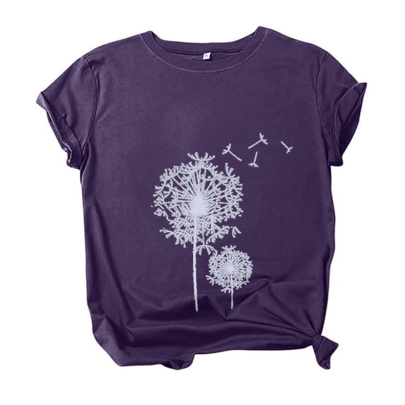 Trendfront Womens Summer Crew Neck Short Sleeve Tops Oversized Loose Fit Floral Tees Botanical Graphic Pattern Print T-Shirts