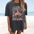 thumbnail image 1 of Trendfront Womens Summer Crew Neck Short Sleeve Tops Oversized Western Cowboy Graphic Tees Pattern Printed Retro Style T-Shirts, 1 of 4