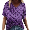 thumbnail image 1 of Trendfront Womens Summer V Neck Short Sleeve Tops Oversized Loose Fit Scale Tees Digital Graphic Printed Fashion T-Shirts, 1 of 6