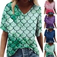 thumbnail image 1 of Trendfront Womens Summer V Neck Short Sleeve Tops Oversized Loose Fit Scale Tees Digital Graphic Printed Fashion T-Shirts, 1 of 6