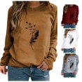 thumbnail image 1 of Trendfront Womens Sweatshirt Flying Birds Graphic Crewneck Long Sleeve Pullover Basic Casual Slouchy Autumn Winter Tops, 1 of 4