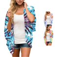 thumbnail image 1 of Trendfront Womens Tie Dye Kimono Cardigan Short Sleeve Open Front Lightweight Loose Fit Casual Summer Beach Vacation Layering Cover Up, 1 of 9
