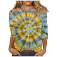 thumbnail image 1 of Trendfront Womens Tie Dye T Shirts Crewneck 3/4 Sleeve Spiral Print Relaxed Fit Casual Colorful Tee Tops, 1 of 5