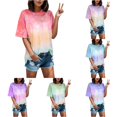 thumbnail image 1 of Trendfront Womens Tie Dye Tee Pastel Rainbow Watercolor Print T Shirt Crewneck Short Sleeve Oversized Summer Casual Tops, 1 of 3