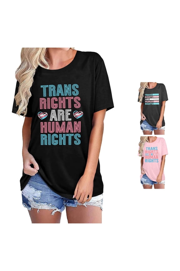 Womens Trans Rights T Shirt Equality Letter Print Graphic Tee Summer Crewneck Short Sleeve Casual Daily Wear Fashion Tops