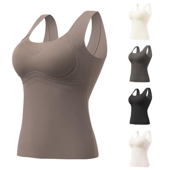 Trendfront Womens Tummy Control Seamless Shaping Camisole Built In Cups Wide Straps Body Shaper Smoothing Tank Top Compression Underwear