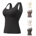 thumbnail image 1 of Trendfront Womens Tummy Control Seamless Shaping Camisole Built In Cups Wide Straps Body Shaper Smoothing Tank Top Compression Underwear, 1 of 4