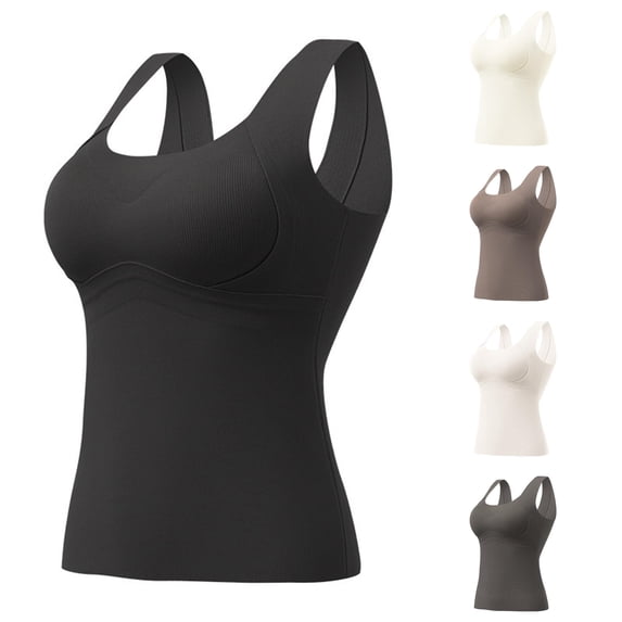 Trendfront Womens Tummy Control Seamless Shaping Camisole Built In Cups Wide Straps Body Shaper Smoothing Tank Top Compression Underwear