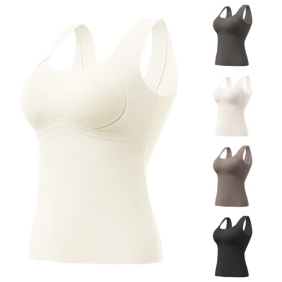Trendfront Womens Tummy Control Seamless Shaping Camisole Built In Cups Wide Straps Body Shaper Smoothing Tank Top Compression Underwear