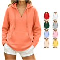 thumbnail image 1 of Trendfront Womens V Neck Hoodie Long Sleeve Casual Hooded Top With Kangaroo Pocket Everyday Wear Hooded Sweatshirt, 1 of 4