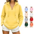 thumbnail image 1 of Trendfront Womens V Neck Hoodie Long Sleeve Casual Hooded Top With Kangaroo Pocket Everyday Wear Hooded Sweatshirt, 1 of 4
