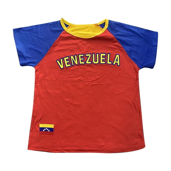 Trendfront Womens Venezuela Letter Graphic Cropped T Shirts Crewneck Short Sleeve Contrast Raglan Sleeve Country Pride Fitted Tee Tops