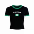 thumbnail image 1 of Trendfront Womens Y2K Crop Top T Shirts Nigeria Letter Graphic Short Sleeve Crewneck Color Block Retro Slim Fit Summer Streetwear Tee Shirt, 1 of 2