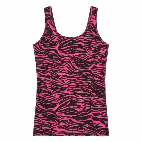 Trendfront Womens Zebra Print Tank Top Scoop Neck Sleeveless Wide Shoulder Straps Fitted Longline Casual Layering Camisole