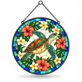 Trendiart Gliding Sea Turtle Suncatcher Coastal Glass Window Ornament ...