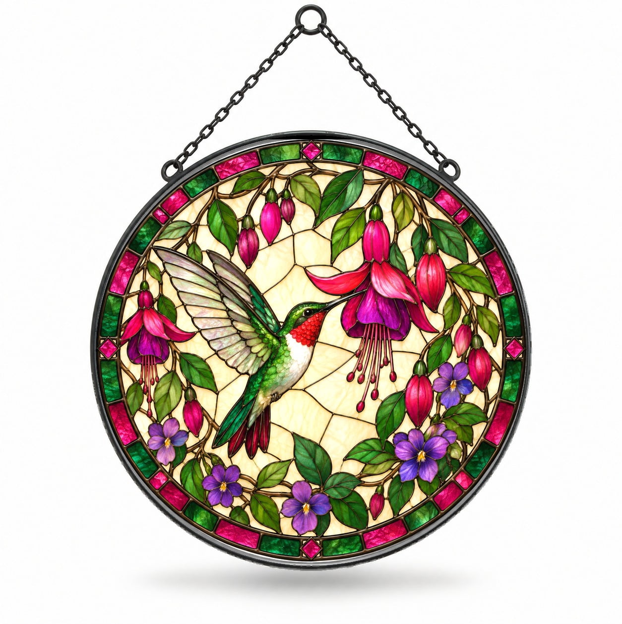 Trendiart Ruby Hummingbird Glass Suncatcher Hanging Garden Window ...