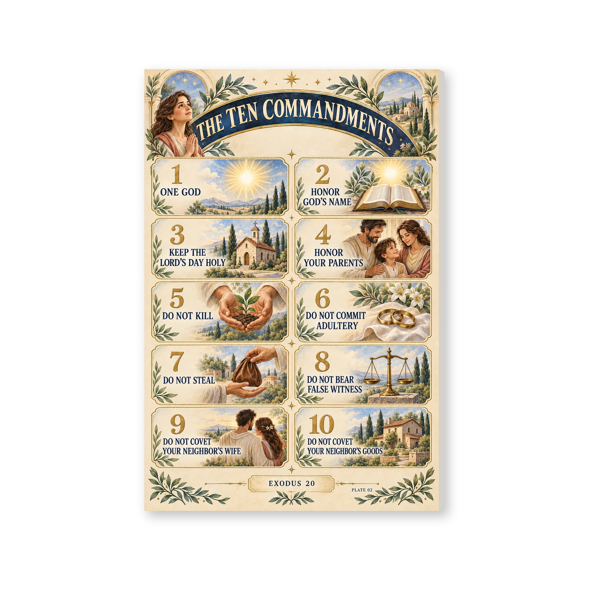 Ten Commangments Trendiart Ten Commandments Exodus 20 Canvas Art Print - Walmart.com