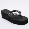 thumbnail image 1 of Trendin Mode Women's Rhinestone Wedge Flip Flops - High Platform Comfort Thong Sandals with Iridescent Crystals, 1 of 7