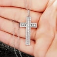 thumbnail image 1 of Trending 2Ct Round Cut VVS1/D Diamond Cross Pendant 18" Free Chain 14K White Gold Finish 925 Silver, 1 of 2
