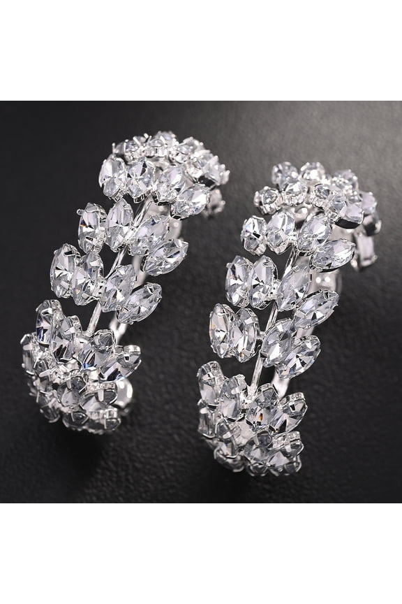 Trending Forest-Inspired Leaf Earrings for Women Dramatic Luxury-Inspired Design Ultra-Sparkling Rhinestone Hoop Earrings Elegant and Sophisticated Fashion Jewelry