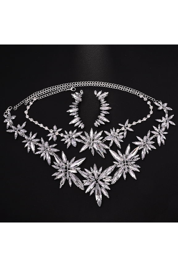 Trending Irregular Necklace and Earring Set for Women Unique, Bold, and Fashionable Design Rhinestone Jewelry with High-End Appeal