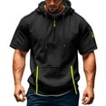 thumbnail image 1 of Trending Men's T Shirt Short Sleeve Hooded Style with Pockets Casual Summer Top Lightweight Breathable Sportswear Fitness Tee Mens T-Shirts Long Sleeve White Cotton, 1 of 5