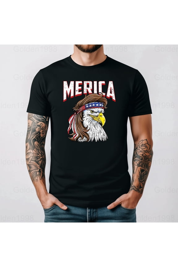 Trending Merica Eagle Mullet 4th Of July Redneck Patriot Graphic Tee,for men & women up to 5XL