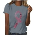thumbnail image 1 of Trending Now! Kilaqueen Breast Cancer Awareness Shirt for Women Trendy Sequin Glitter Pink Ribbon Graphic Shirts Comfy Short Sleeve Tunic Tops, 1 of 4