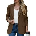 thumbnail image 1 of Trending Now! Kilaqueen Womens Office Blazer Button Front Lapel Collar Jacket Suit with Pockets Plus Size Classic Loose Fitness Business Workwear Tops, 1 of 8