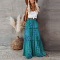 thumbnail image 1 of Trending Now! Luxalzxs Maxi Skirt for Women Bohemian Printed Patchwork Thin Flowy Tiered Skirts with Pockets Elastic High Waisted Comfy A Line Skirt, 1 of 3